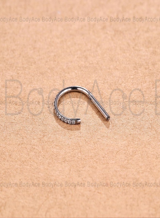 BodyAce F136 Titanium Septum Rings D Shaped Nose Ring Hoops 16G Cartilage Earrings Higned Segment Clicker for Rook Daith Conch Helix Tragus Piercing Jewelry [D:8mm] - Image 5